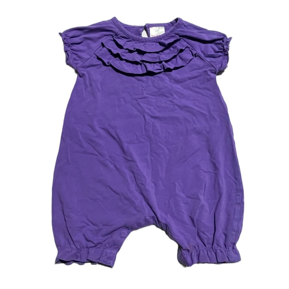 Hanna Andersson purple ruffle romper 70cm/6-12 months